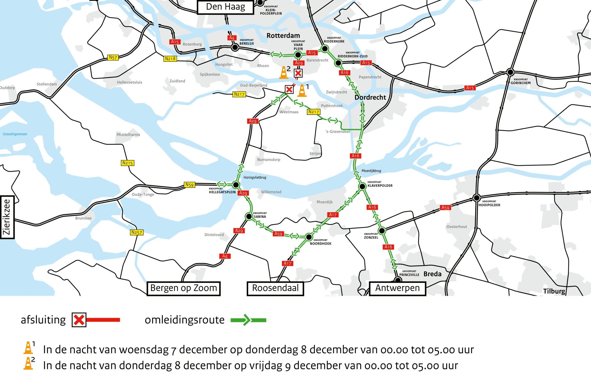 Afsluitingen Heinenoordtunnel; 7 - 9 December | Rijkswaterstaat