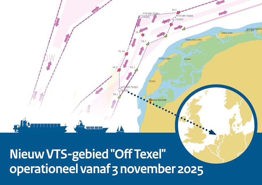 Nieuw VTS-gebied 'Off Texel' vanaf 3 november 2025 actief